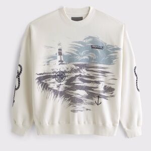 Abercrombie and Fitch Montauk New York Blue Graphic Crewneck Sweatshirt